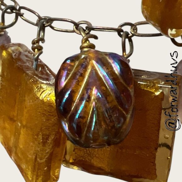 Hand Crafted Artisan Bracelet – Amethyst & Foil-Core Glass Beads - Picture 6 of 10